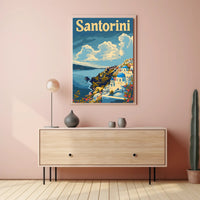 Santorini Dreamscape Coastal Scene Art Travel Poster