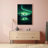 Aurora Over Tranquil Landscape Poster