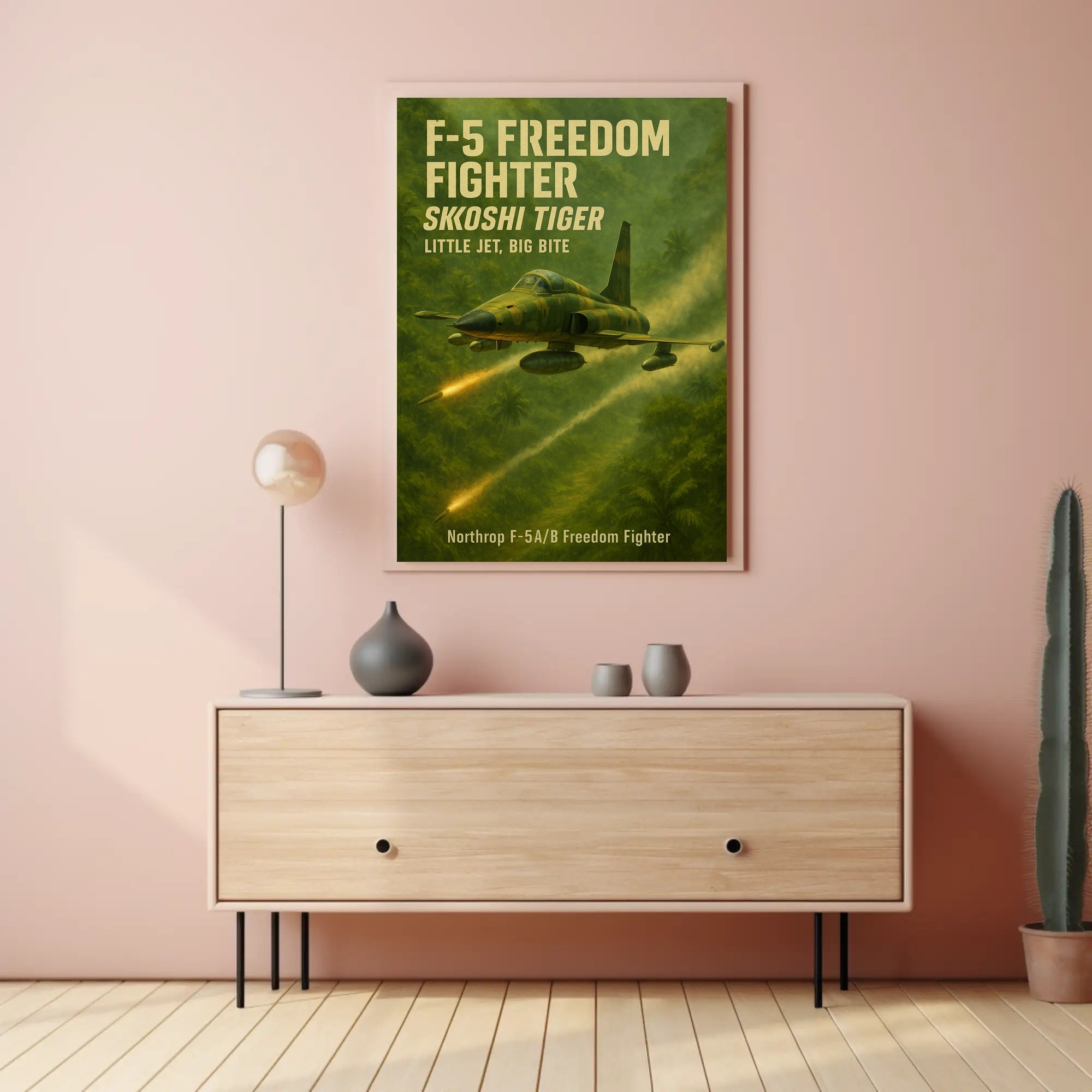 Northrop F-5 Fighter Jungle Scene Military Aviation Poster