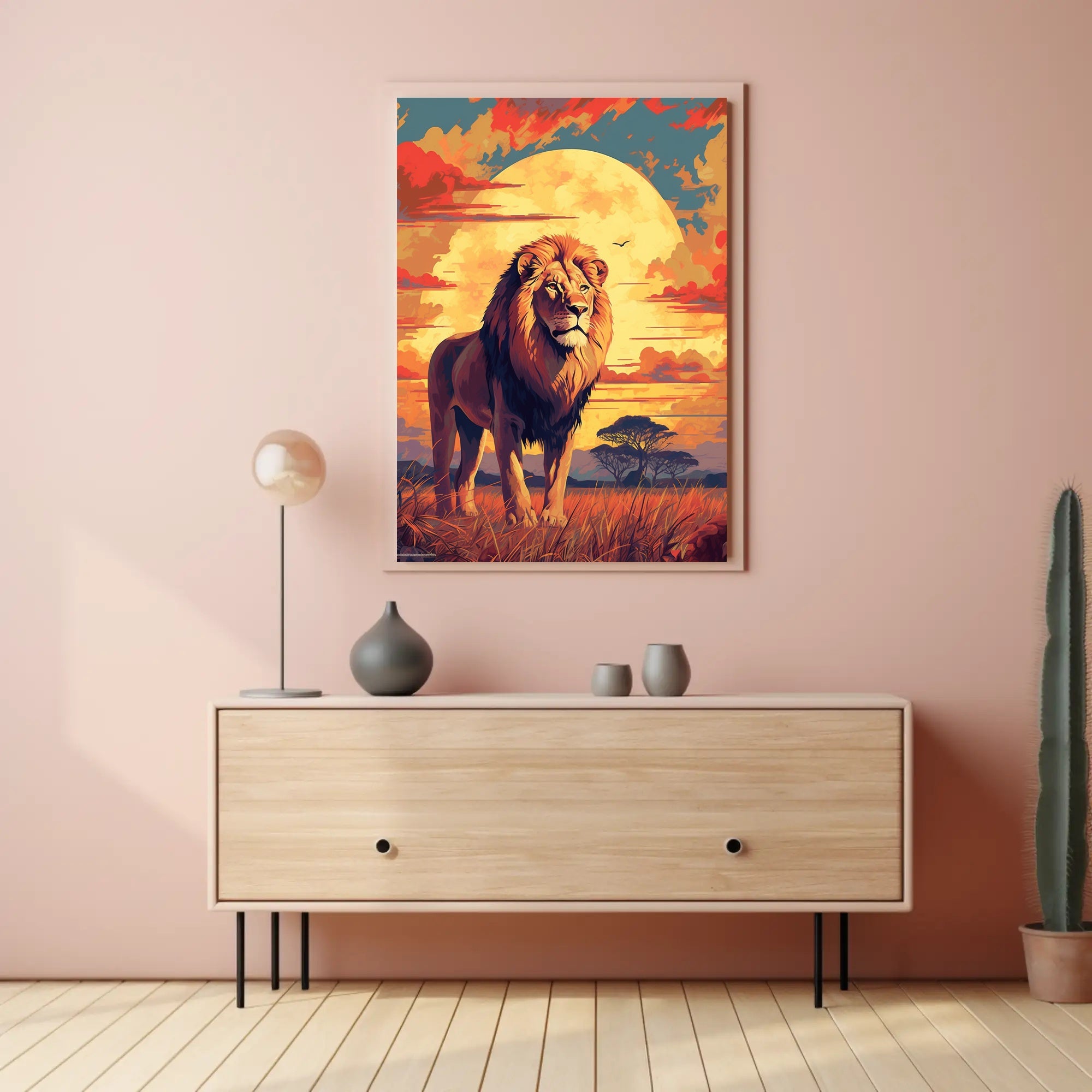 Majestic Lion at Sunset Poster