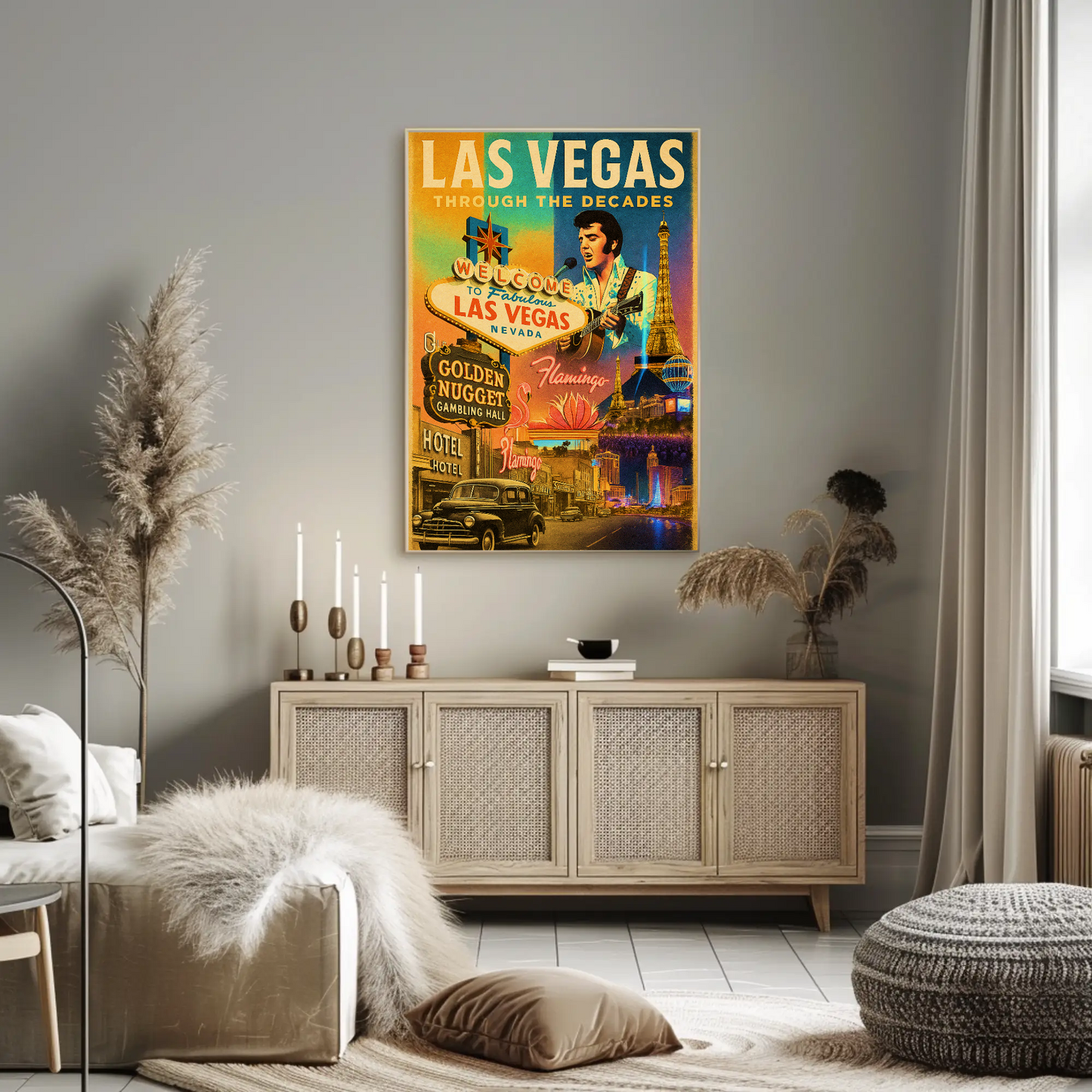 Las Vegas Nevada Vintage Glamour Neon Lights Travel Poster