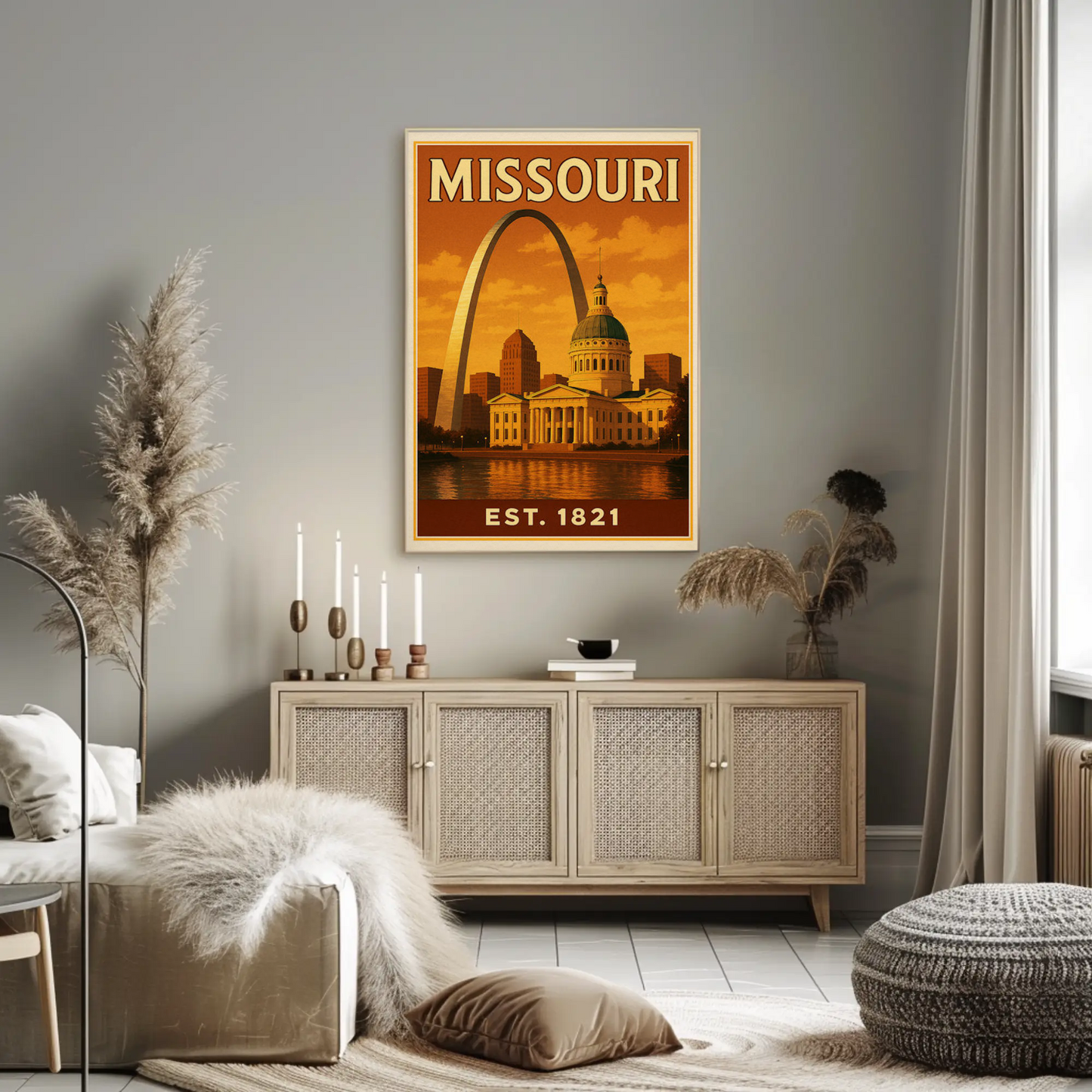Missouri Capitol Arch Sunset Skyline Poster Poster