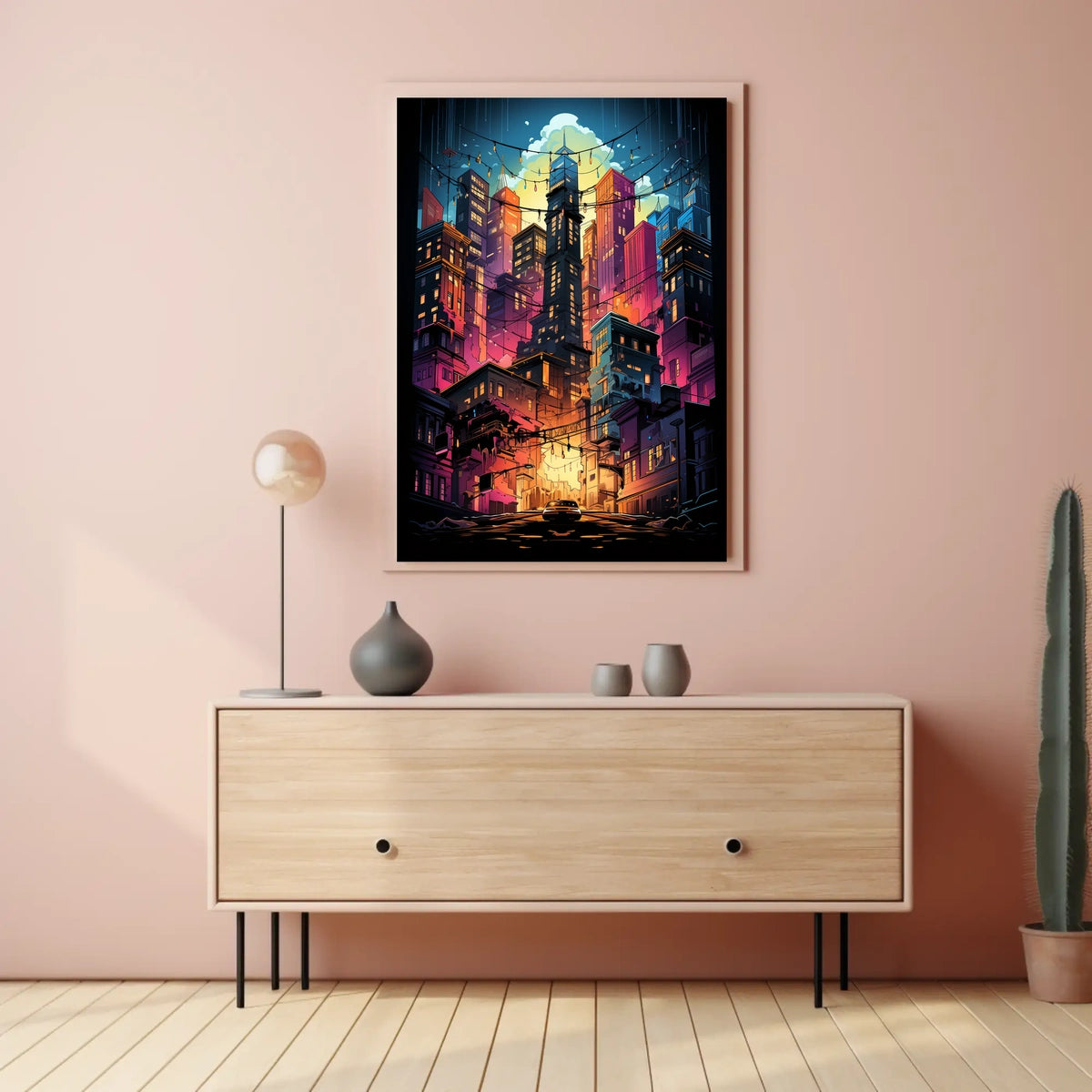 Vibrant Cityscape At Dusk Poster
