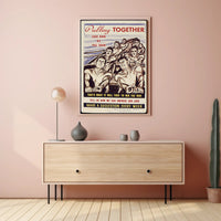 WWII Unity and Teamwork Vintage Poster