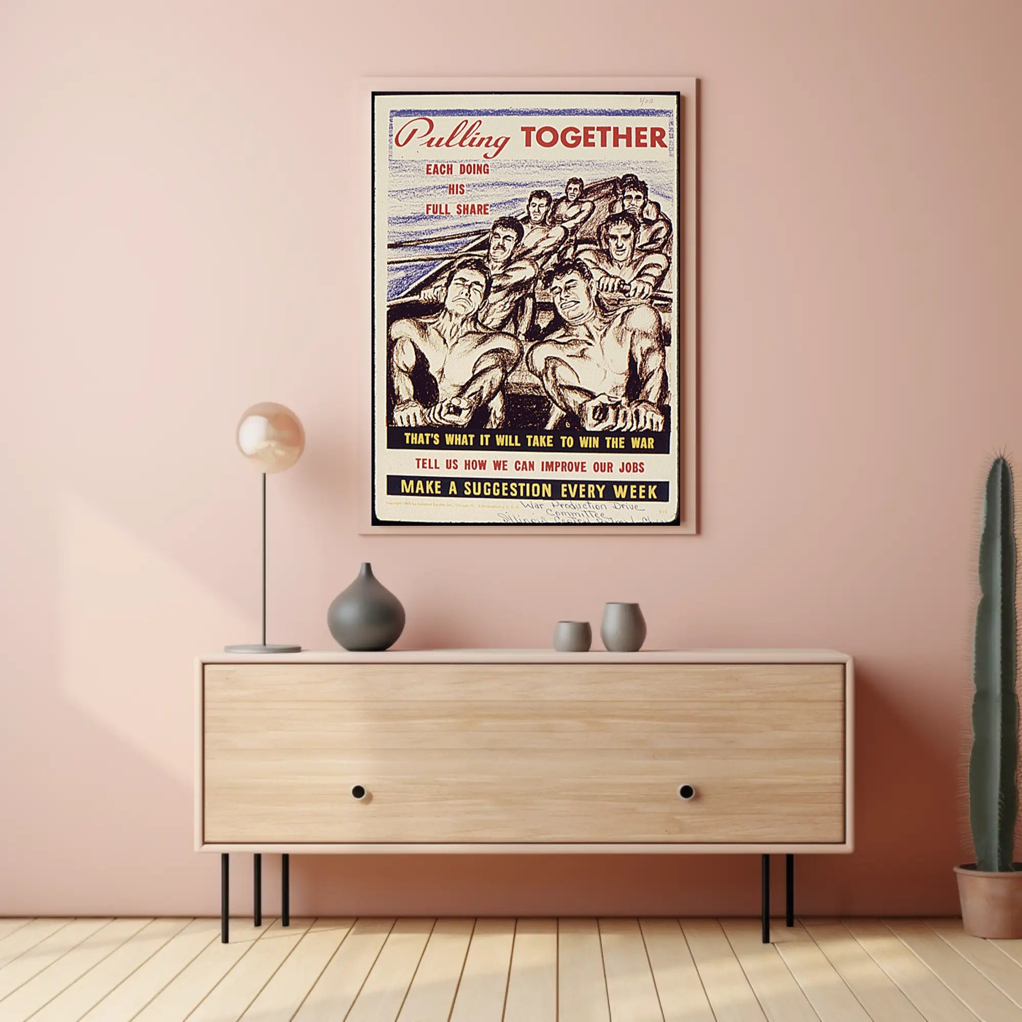 WWII Unity and Teamwork Vintage Poster