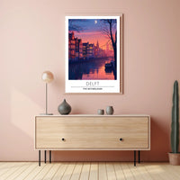 Serene Evening Scene of Delft Urban or Cityscape Poster