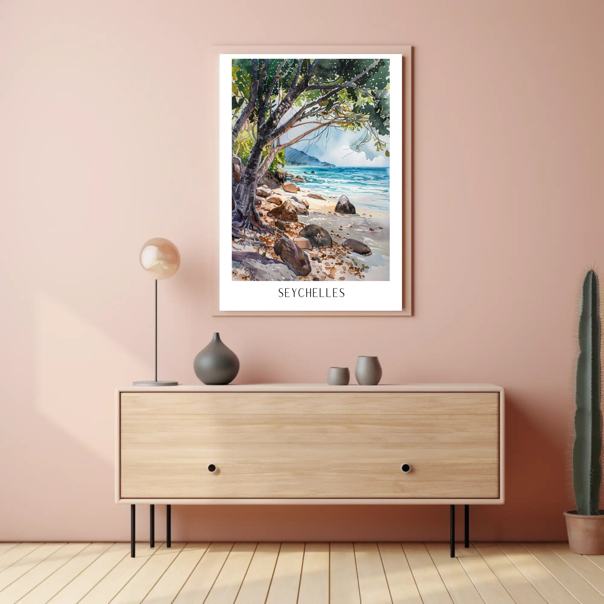 Secluded Seychelles Beach Scenery Travel Poster PosterGoat