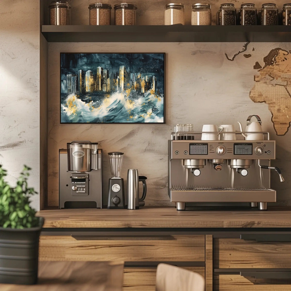 Cityscape Amidst the Storm Poster