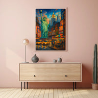 Vibrant New York City Street Scene Poster Modern Wall Art