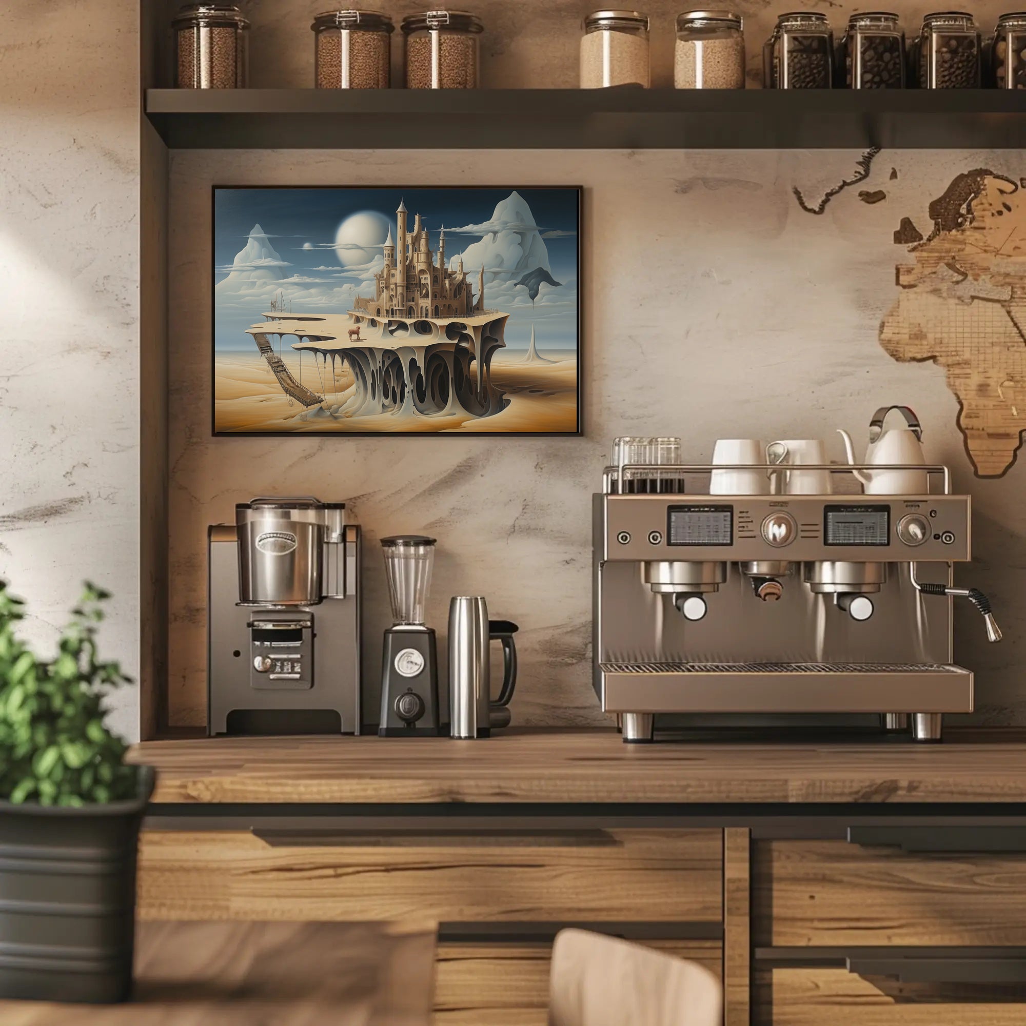 Surreal Castle on Floating Island Fantasy Poster