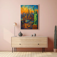 Vibrant New York Sunset Painting