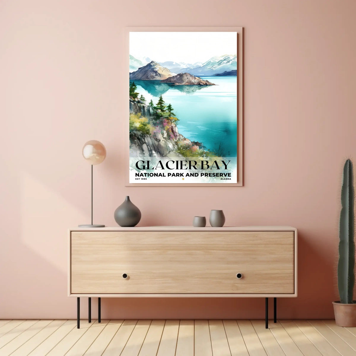Glacier Bay Watercolor Wall Art Poster