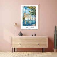 Vibrant Bellagio Watercolor Art: Las Vegas Travel Poster PosterGoat