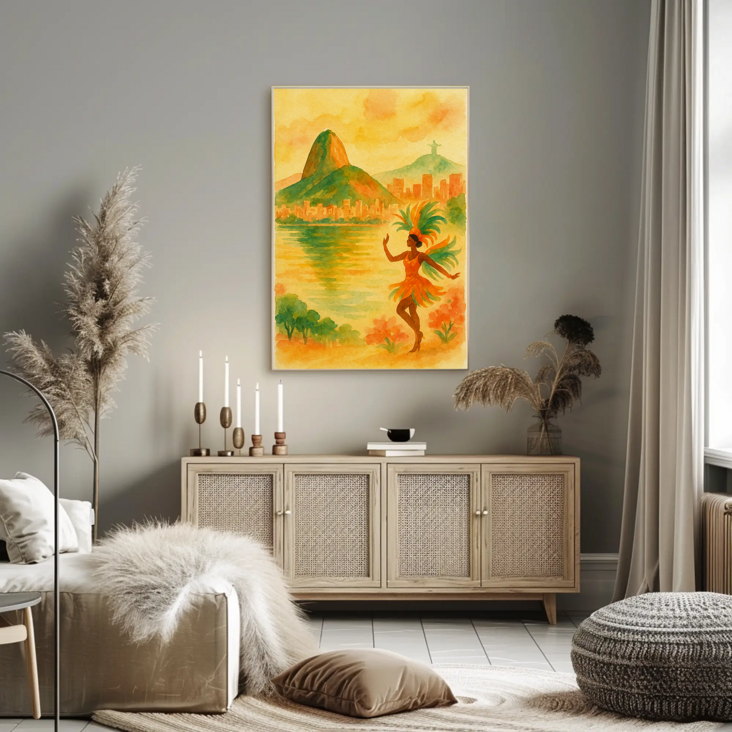 Rio de Janeiro Watercolor Dancer Beach Poster