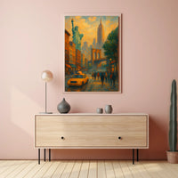Vibrant New York City Landmarks Poster Abstract Wall Art