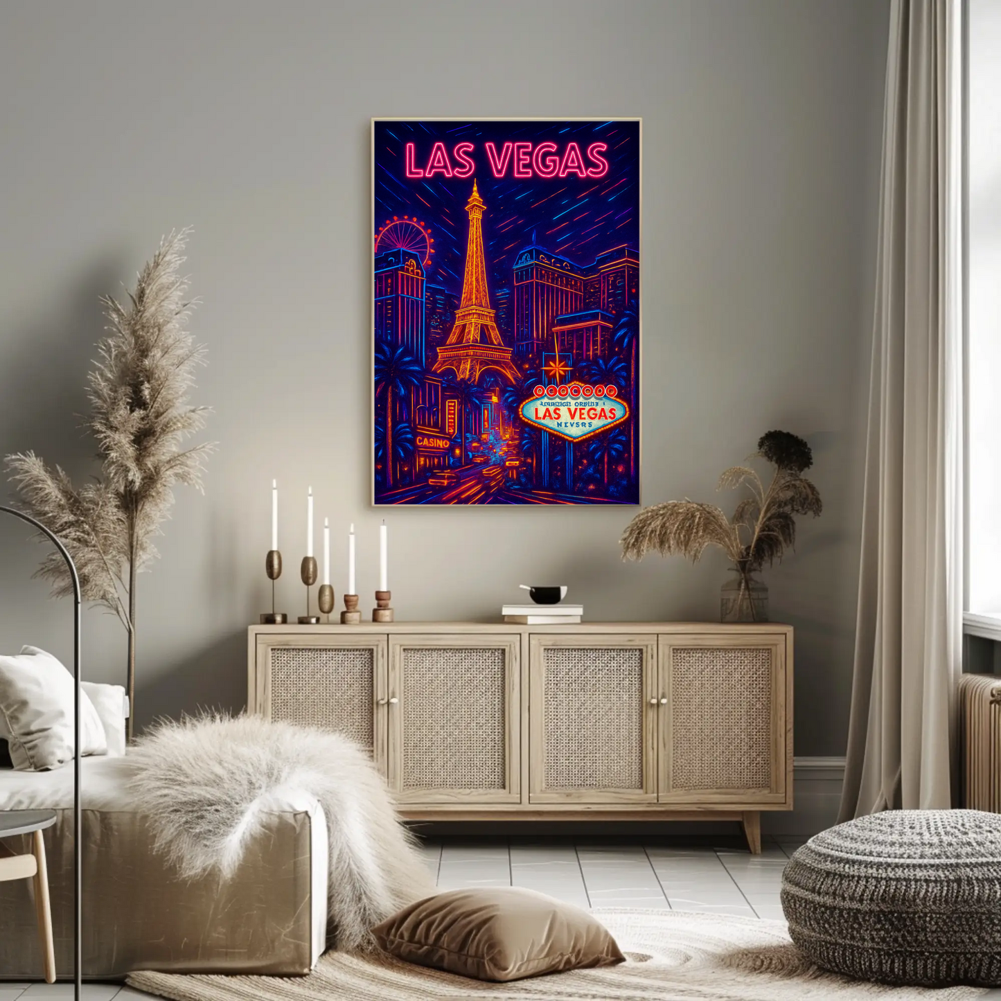 Las Vegas Neon Night Lights Travel Poster