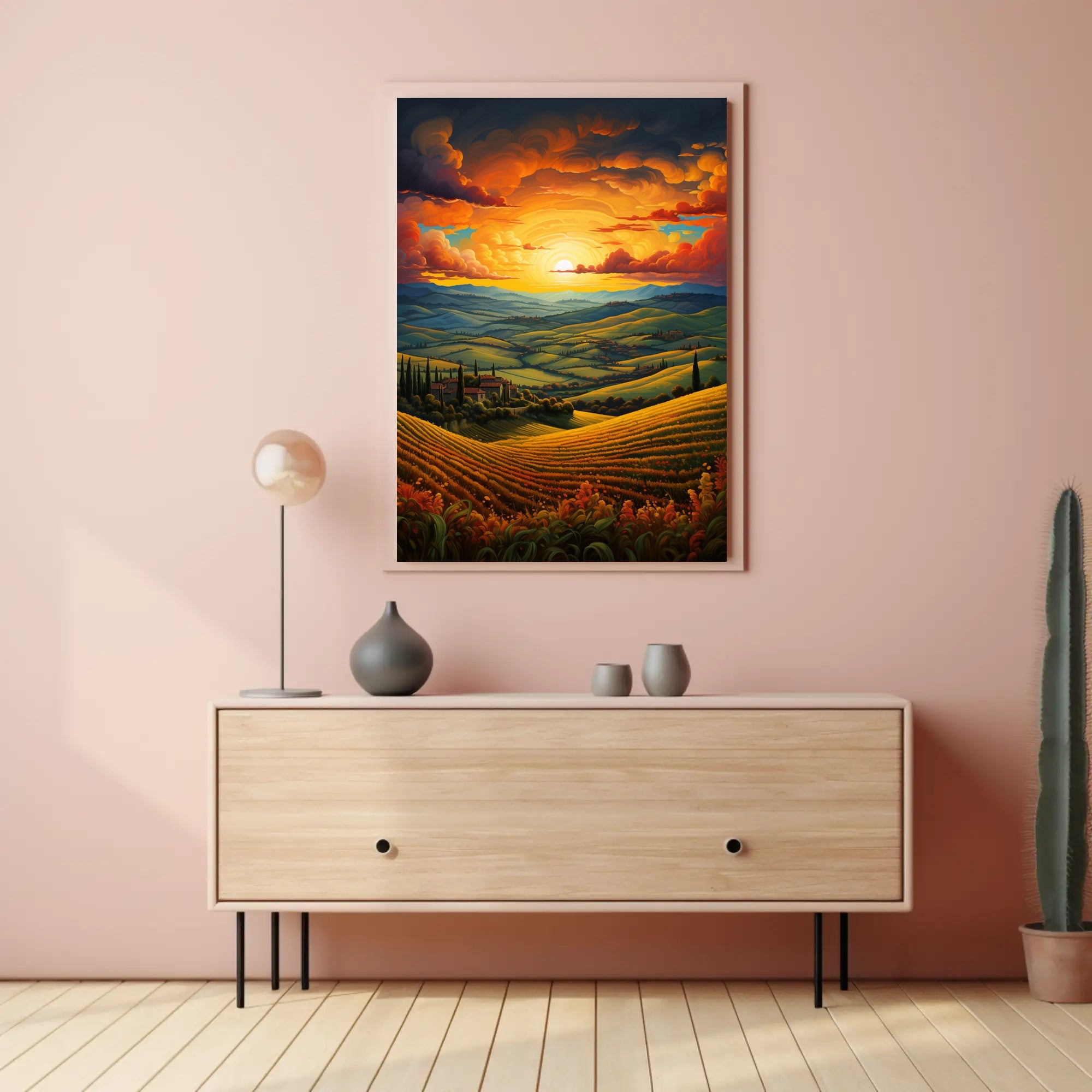 Sunset Over Rolling Hills Poster