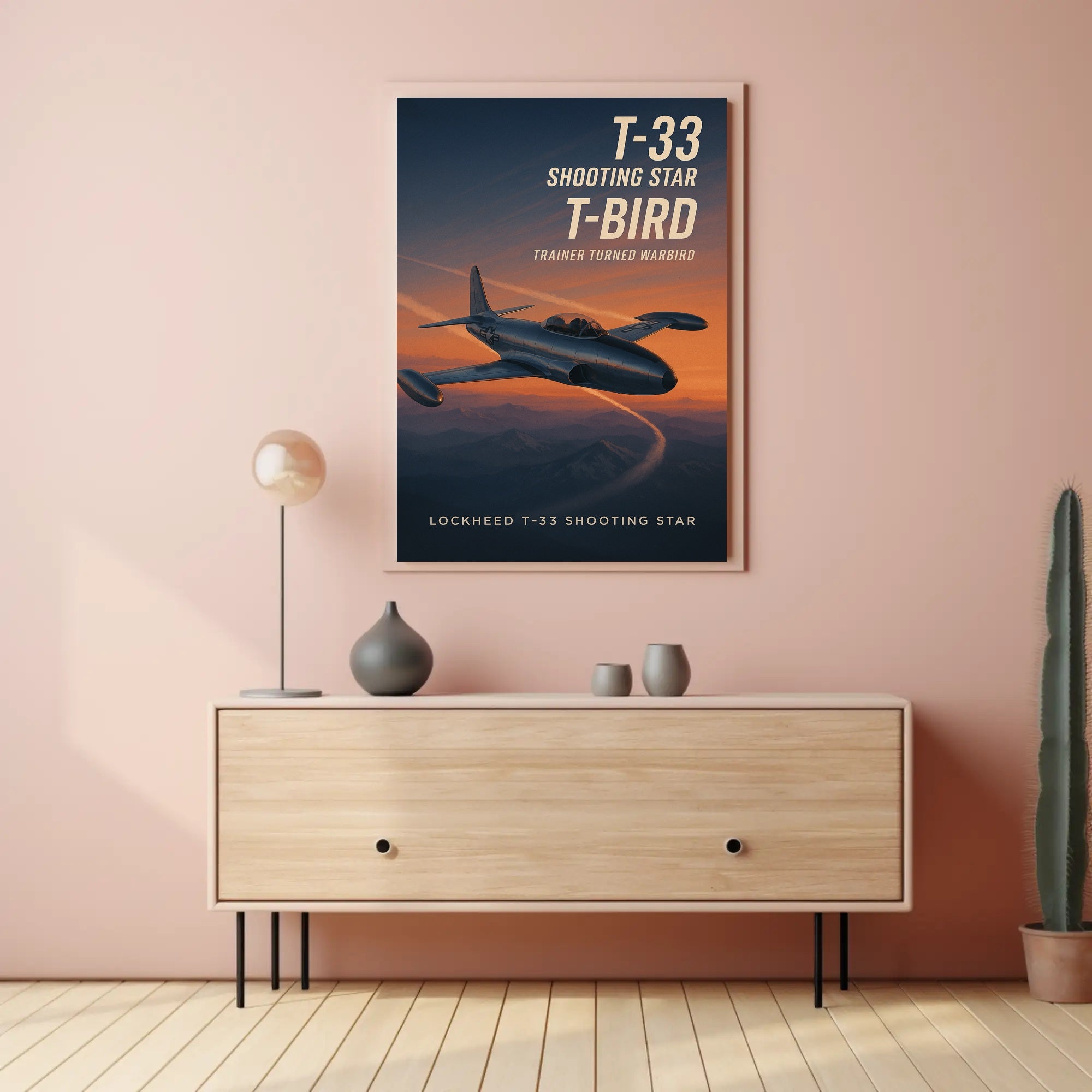 Lockheed T-33 Aircraft Poster: Historical Aviation Art Print
