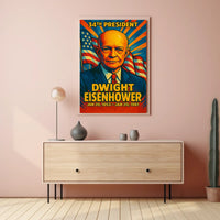 Dwight D. Eisenhower 34th President of the United States Colorful Comic Book Style Poster