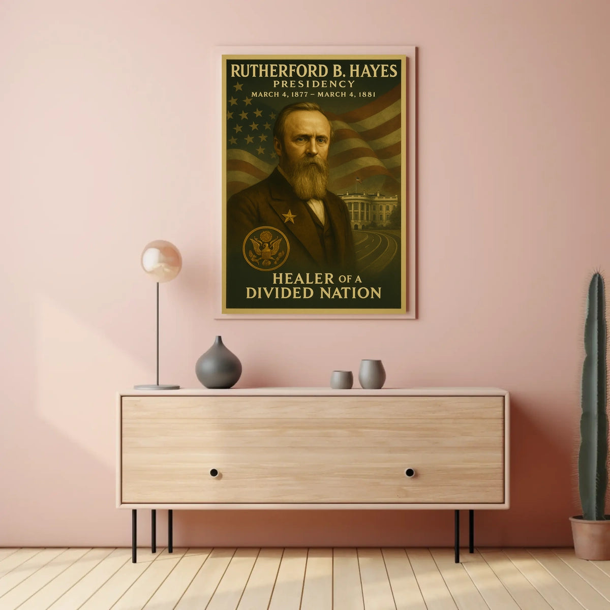 Rutherford B. Hayes Illustrated Historical Presidential Poster