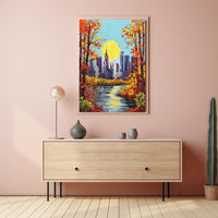 Autumn Cityscape Poster: Vibrant Urban Art Print
