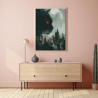 Cat Over Cityscape Poster