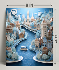 Whimsical River Cityscape Poster