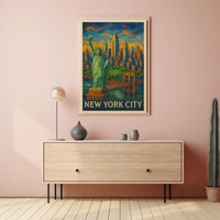New York City Mosaic Poster Vibrant Colors for Home Decor