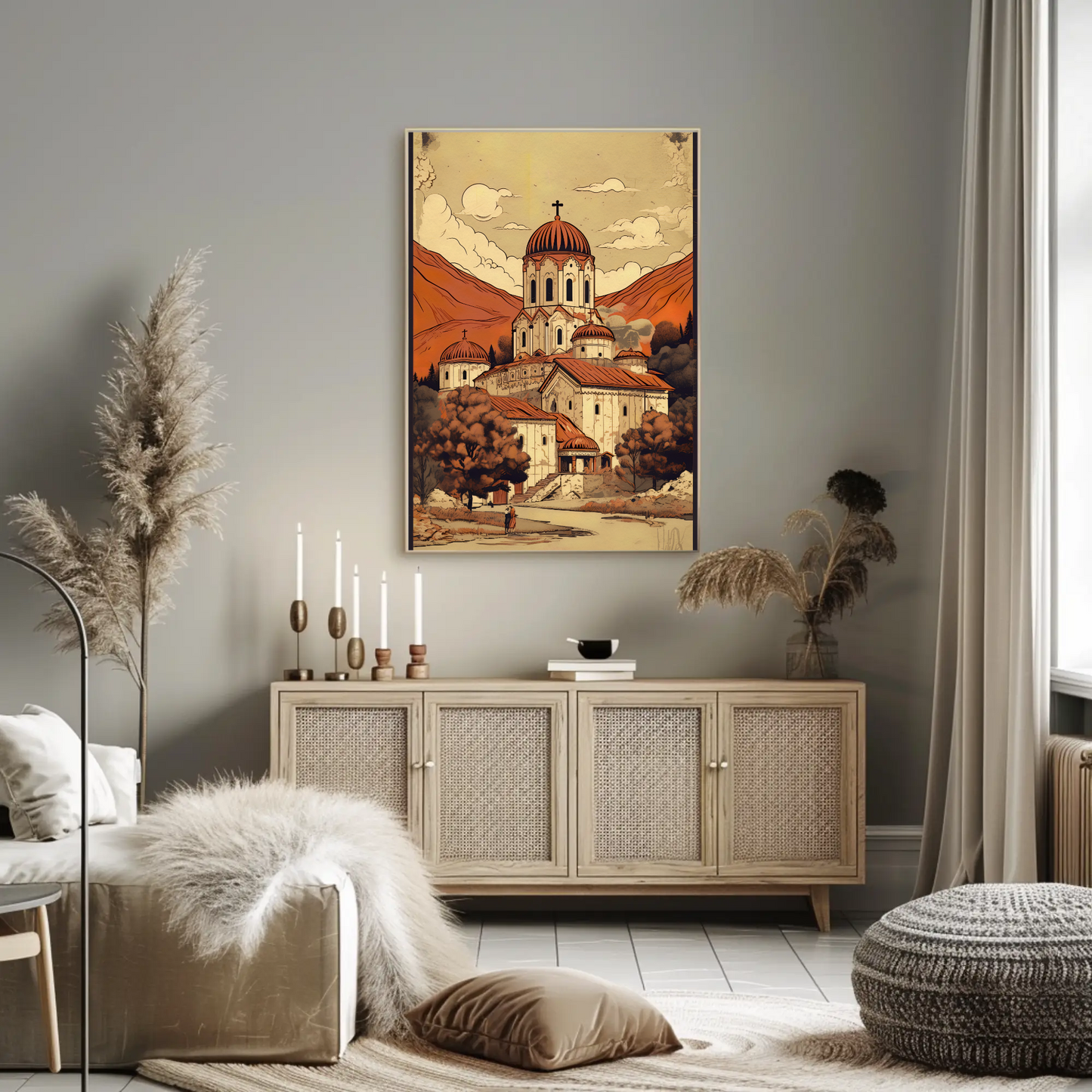 Orthodox Monastery Valley View In Fall Travel Poster