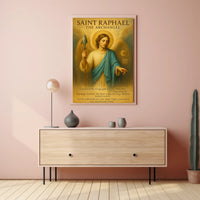 Saint Raphael Vintage Religious Iconography Poster