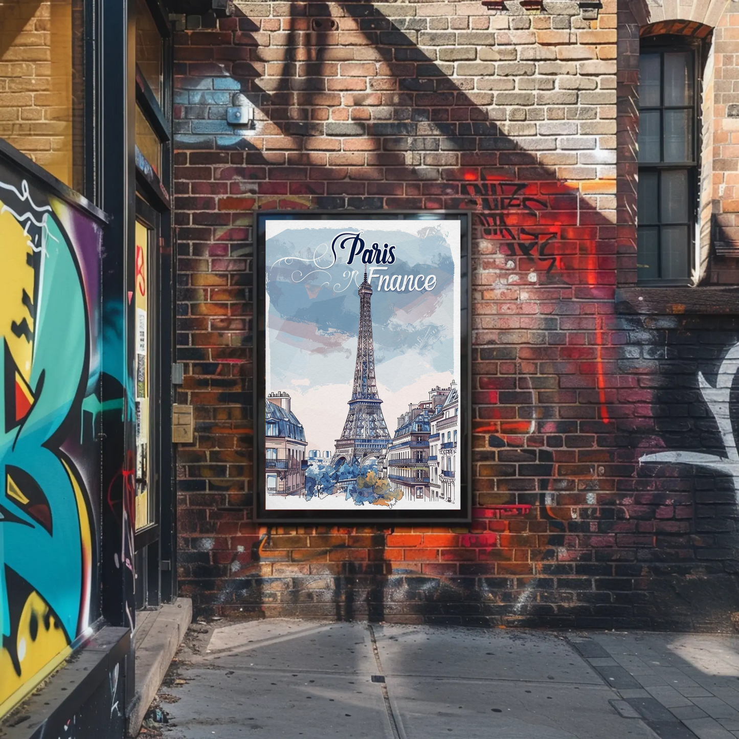 Paris France Watercolor Eiffel Tower View