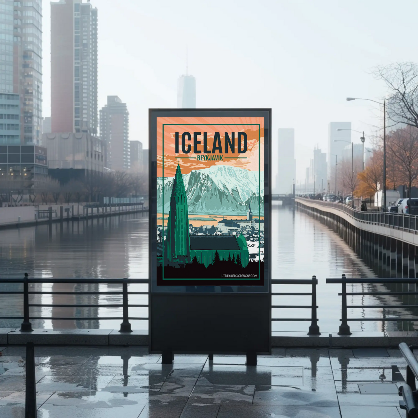 Reykjavik Iceland Travel Poster