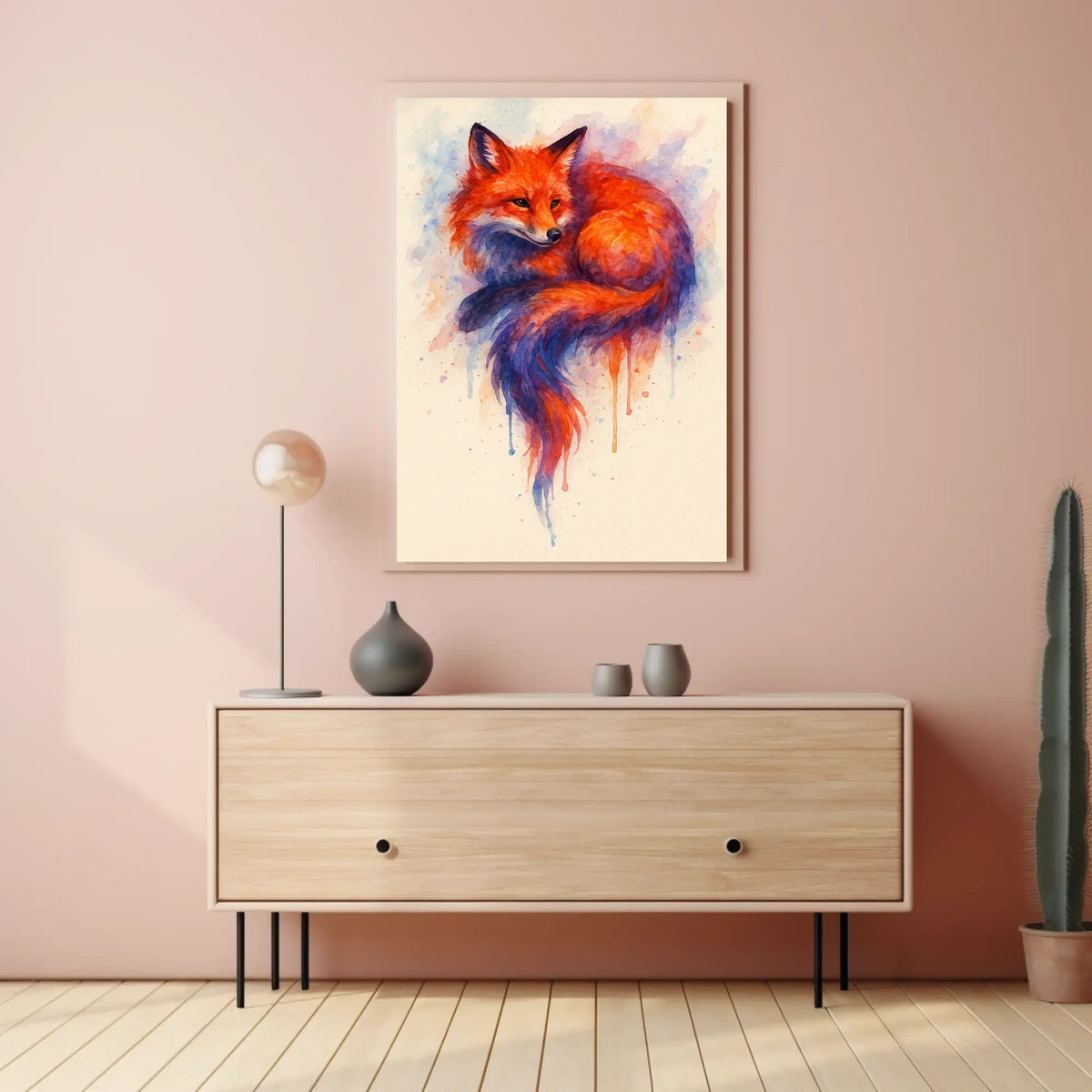 Vibrant Fox in Watercolor Poster