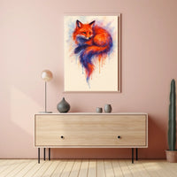 Vibrant Fox in Watercolor Poster