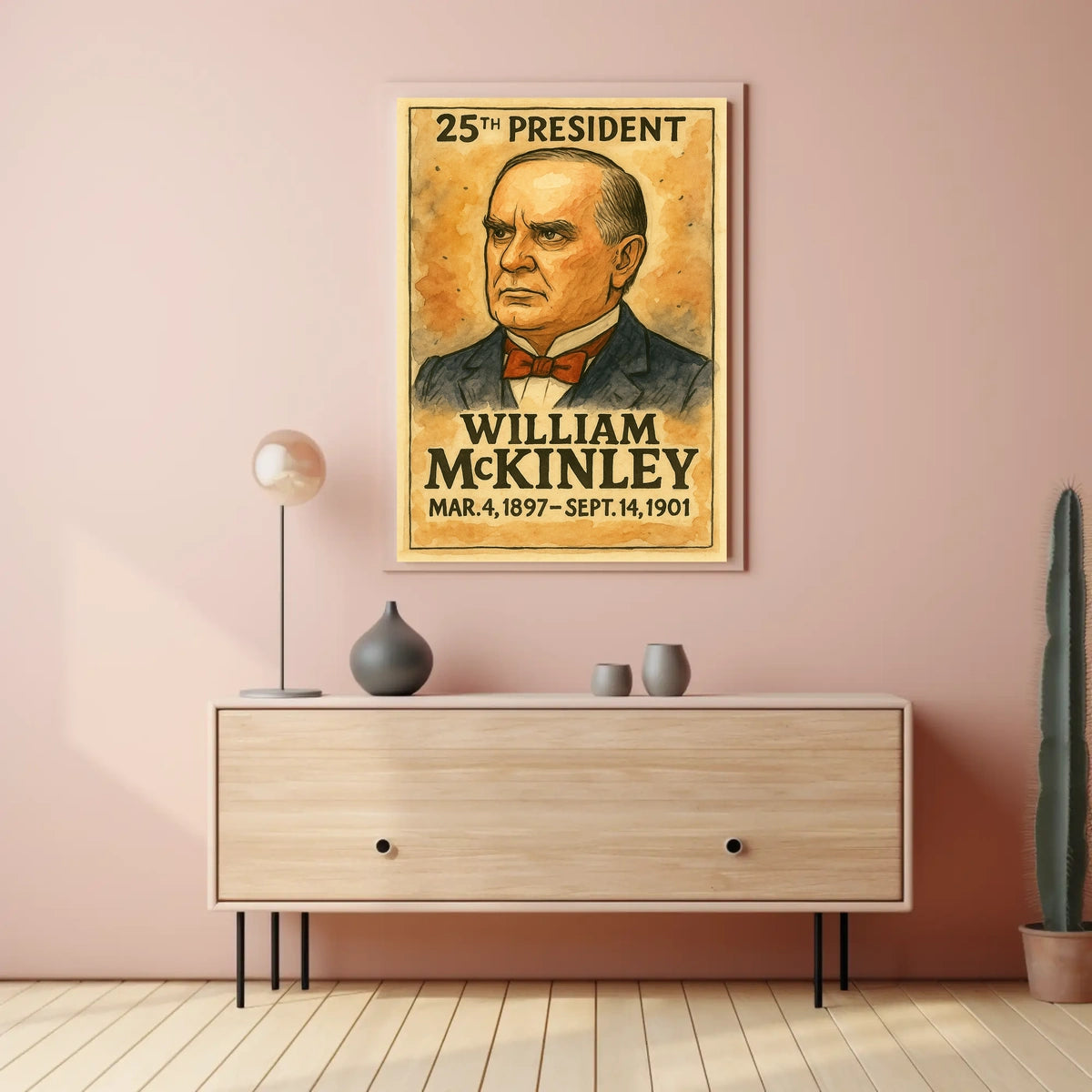 William McKinley 25th President of the United States Exaggerated Cartoon Sketch Poster