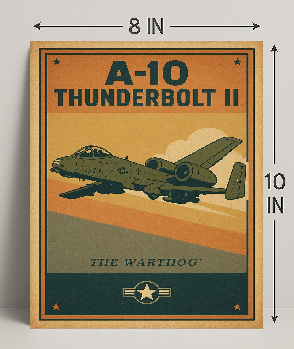 A-10 Thunderbolt II Vintage Military Aircraft Poster