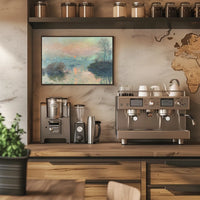 Serene European River Scene at Sunset Artistic Poster