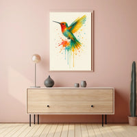 Vibrant Hummingbird Splash Poster