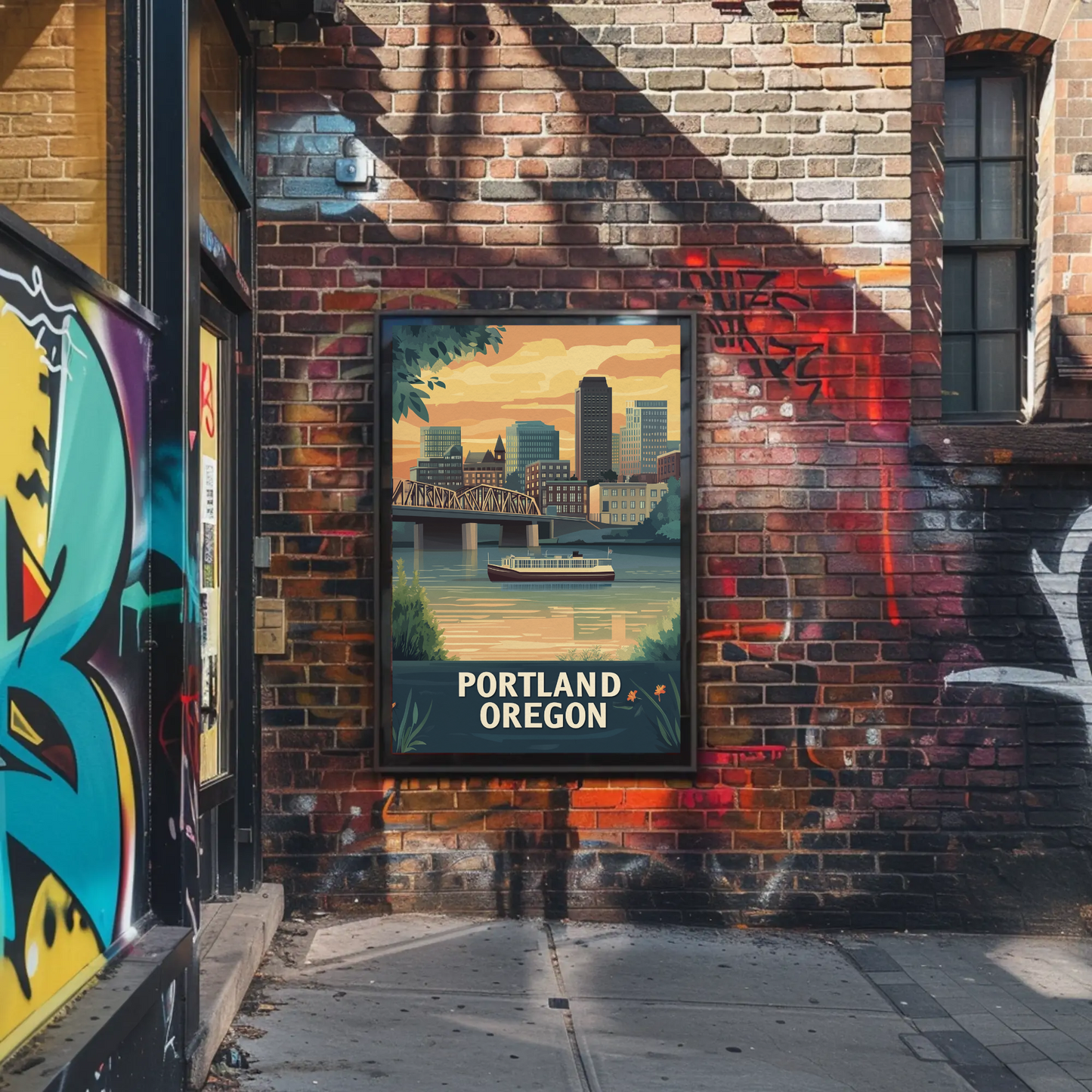Portland Oregon Sunset Vintage Poster