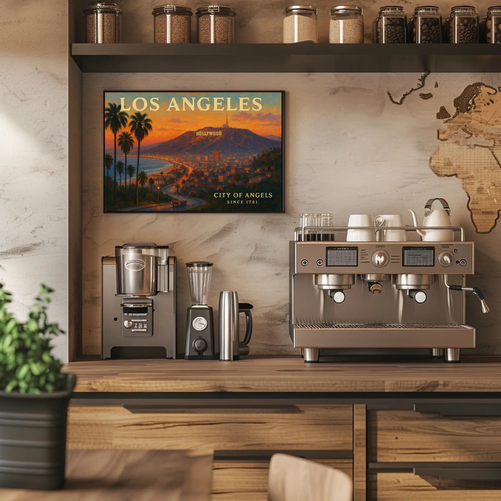 Los Angeles Sunset Travel Poster Wall Art