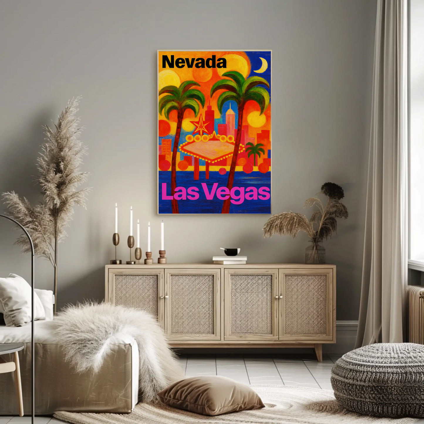 Nevada Las Vegas Neon Lights Nightlife Poster Poster