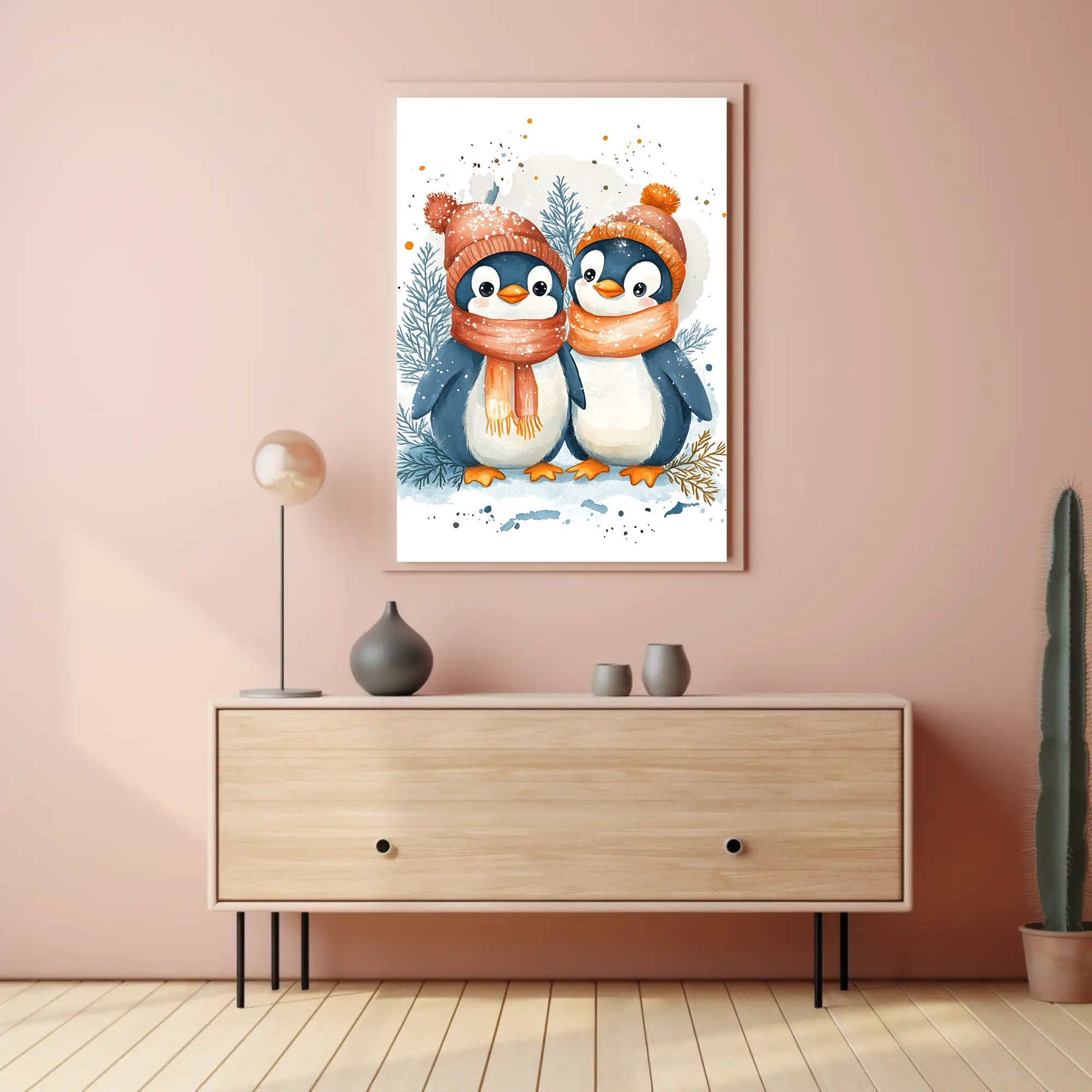 Charming Winter Penguins in Whimsical Animal Poster