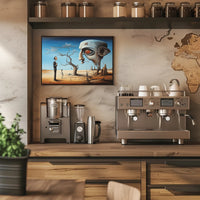 Surreal Dreamscape with Mechanical Head - Artistic Poster