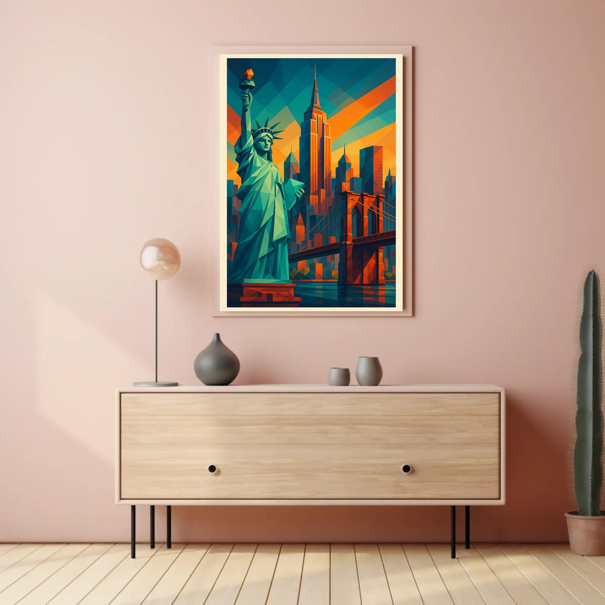 New York City Geometric Skyline Poster Modern Wall Art