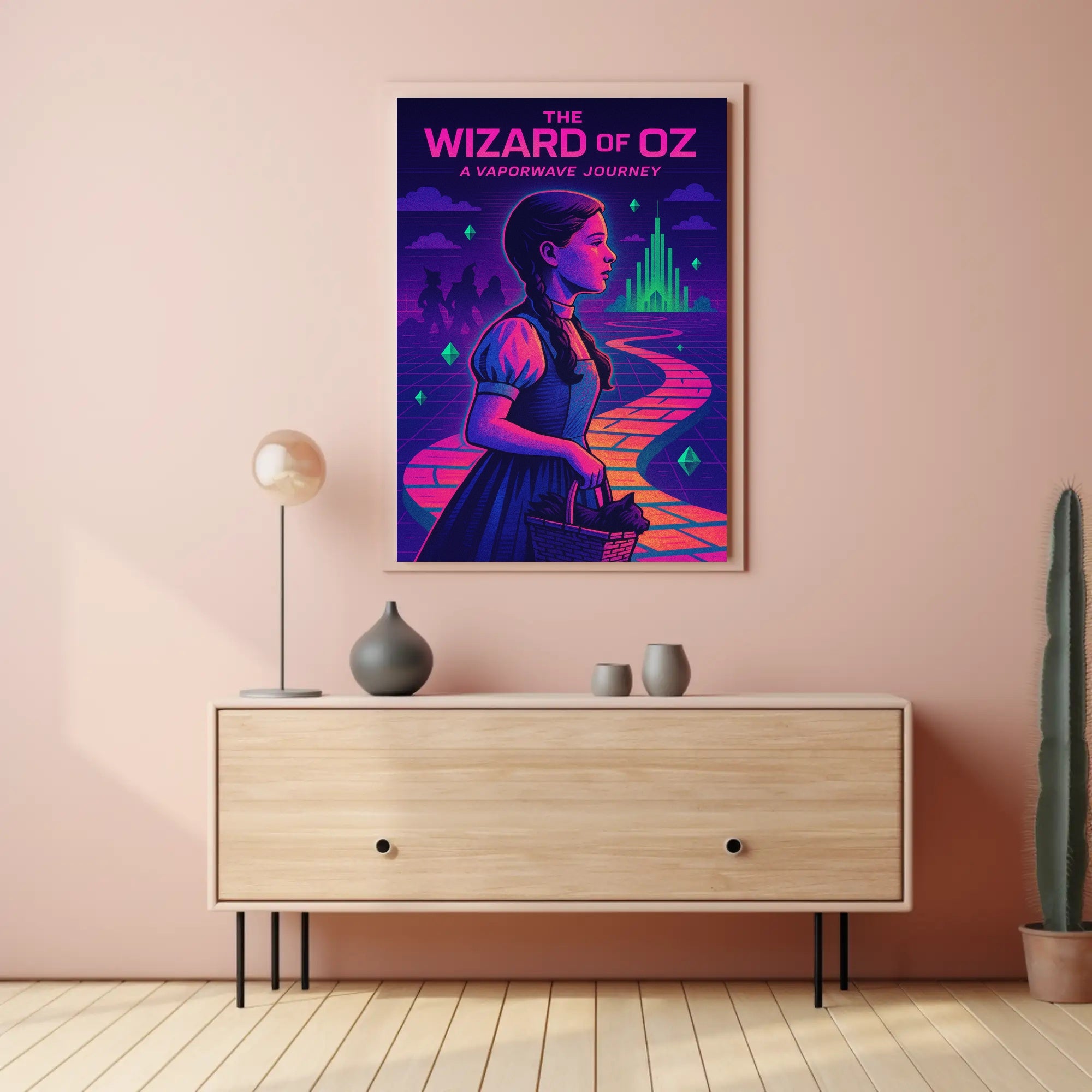Vaporwave Wizard of Oz Fantasy or Mythology Poster PosterGoat