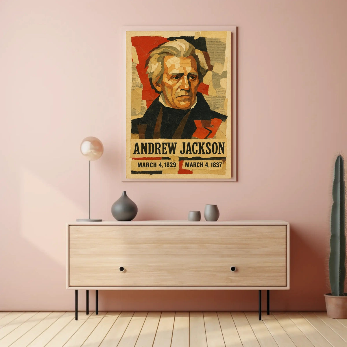 Andrew Jackson 7th President of the United States Layered paper Collage Poster