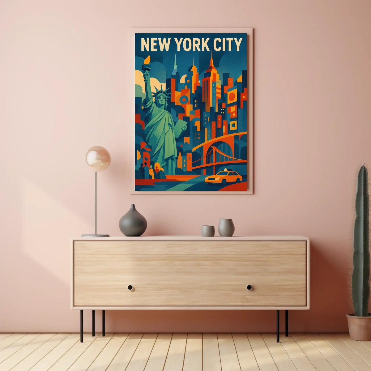 New York City Poster Abstract Urban Skyline Wall Art