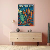 New York City Poster Abstract Urban Skyline Wall Art