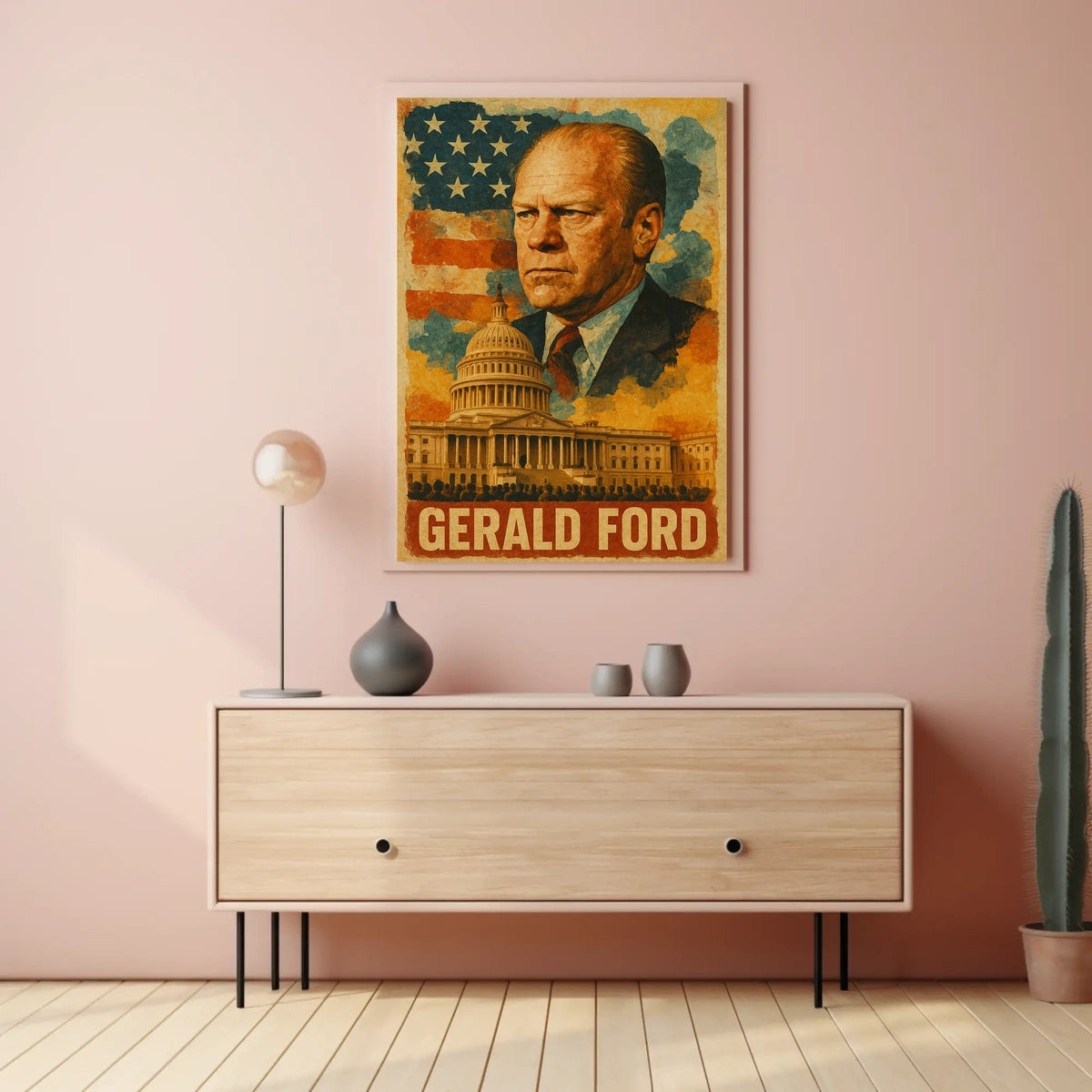 Gerald Ford 38th President of the United States Layered Digital Collage Poster