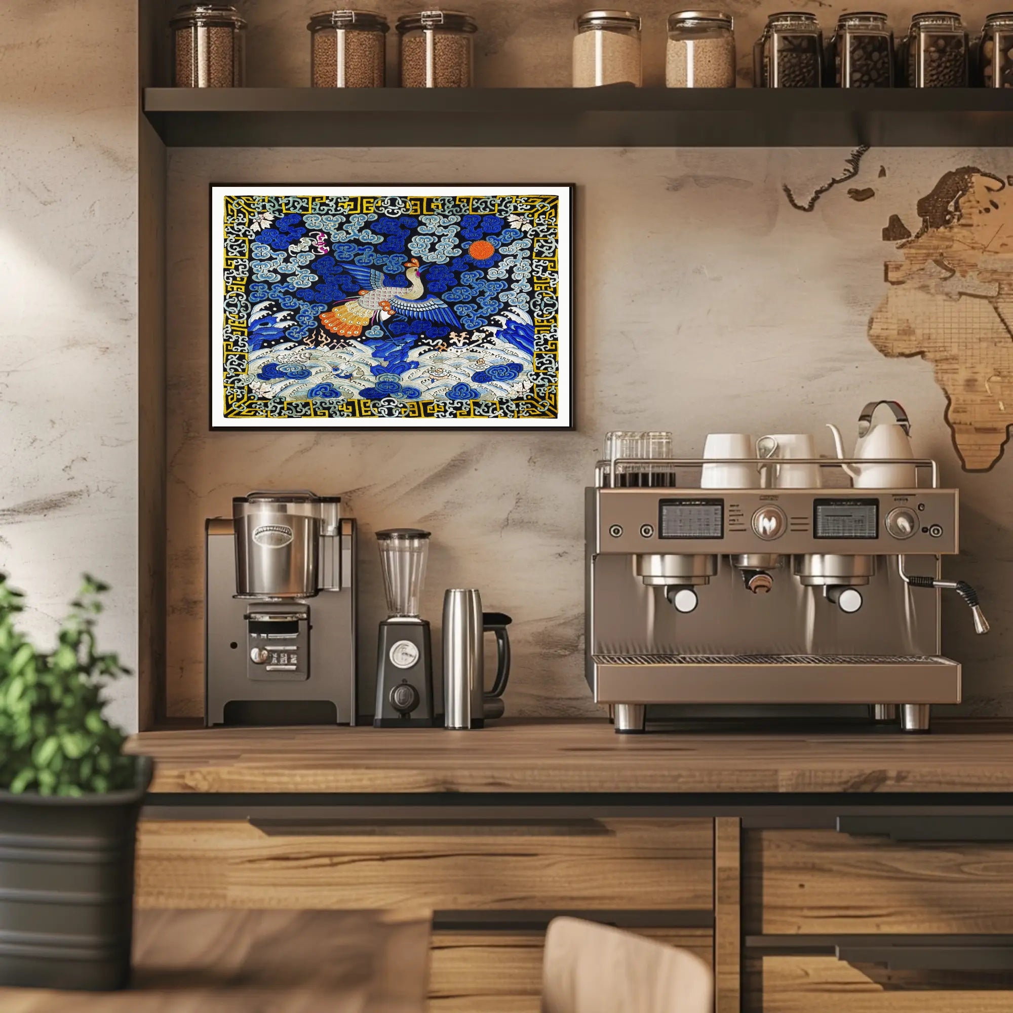 Mythical Phoenix in Stormy Sea Artistic Poster